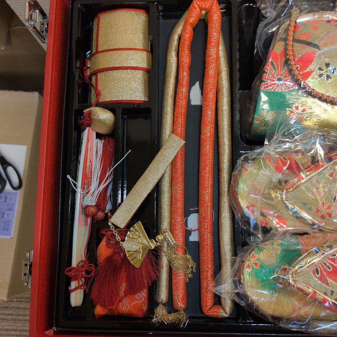 #SWG01.七五三女子７歳振袖飾帯小物付金駒刺繍御所車束ね熨斗吉祥花文金彩逸品