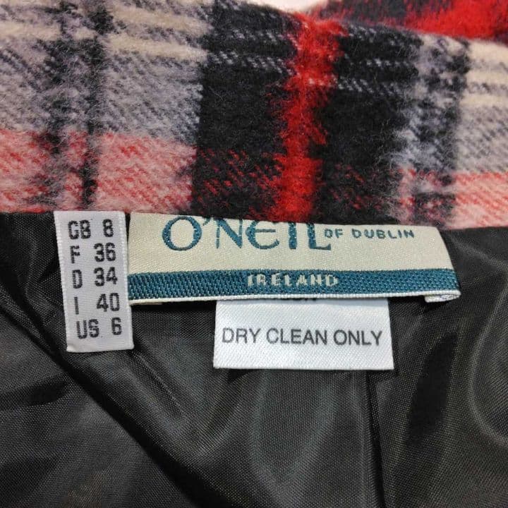 オニールオブダブリン 起毛 タイト スカート レッド チェック ウール ひざ丈
