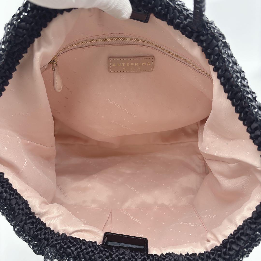 美品 ANTEPRIMA MISTO PVCワイヤー トートバッグ チャーム付