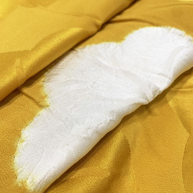 503u29☆振袖用長襦袢 辛子色 部分絞り /裄69.6袖丈111.2/☆美品