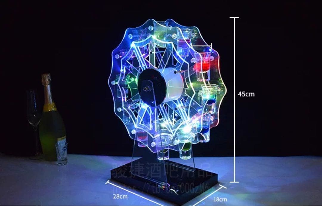 テキーラ観覧車｜LED 観覧車 ワインラック 酒グラススタンド 充電式｜新品