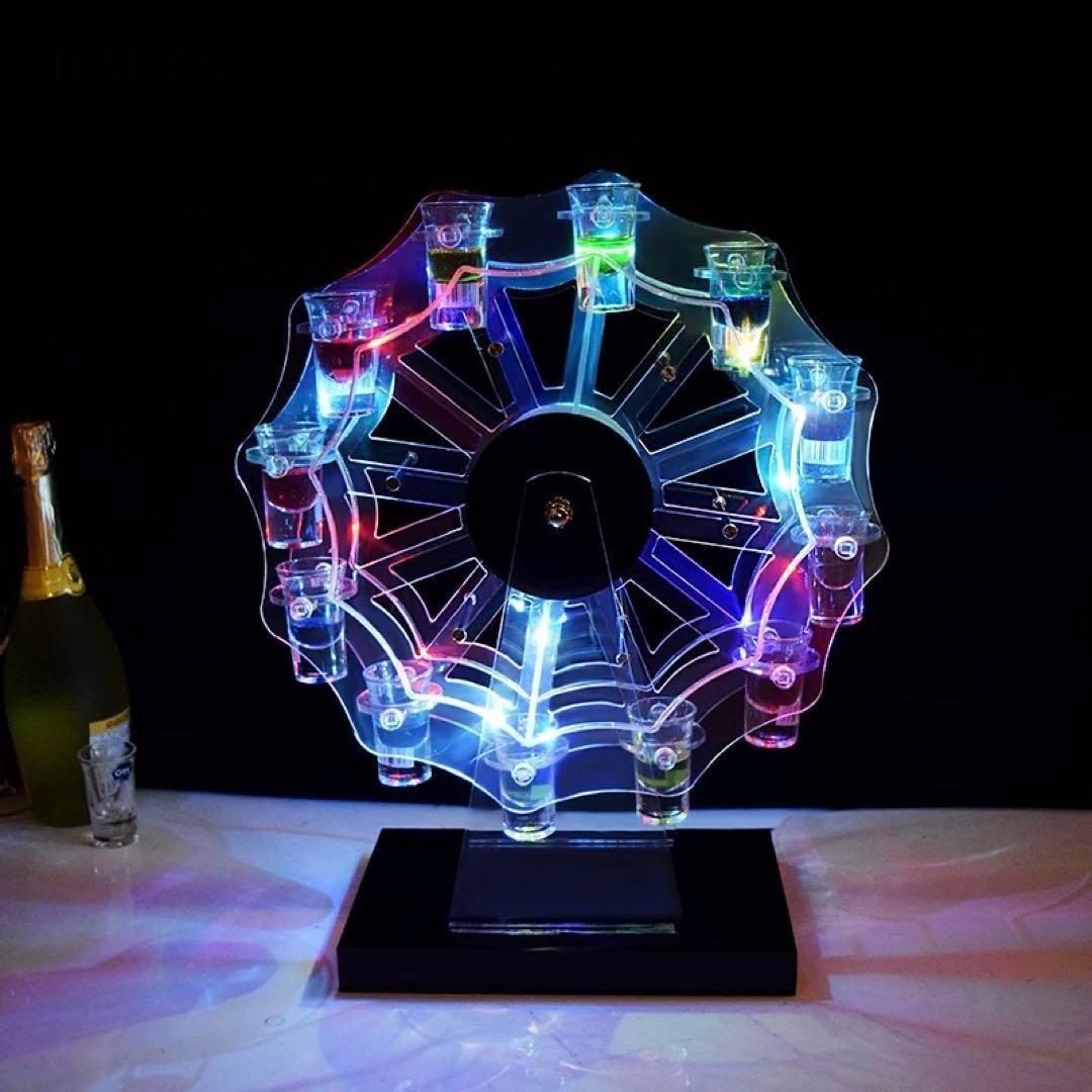 テキーラ観覧車｜LED 観覧車 ワインラック 酒グラススタンド 充電式｜新品