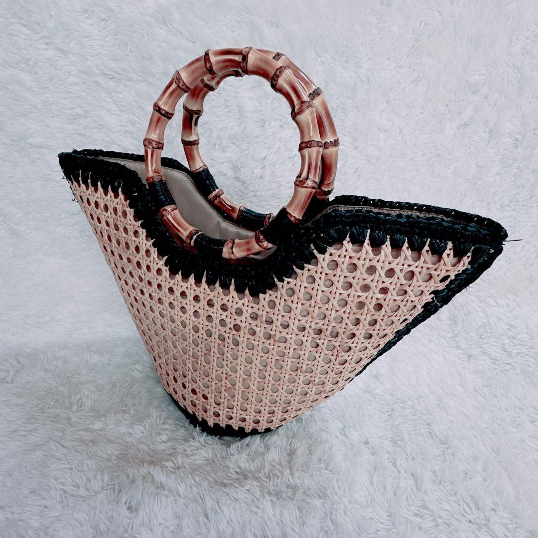 カテリーナベルティーニ バンブーハンドルバッグ かごバッグ ハンドバッグ 竹