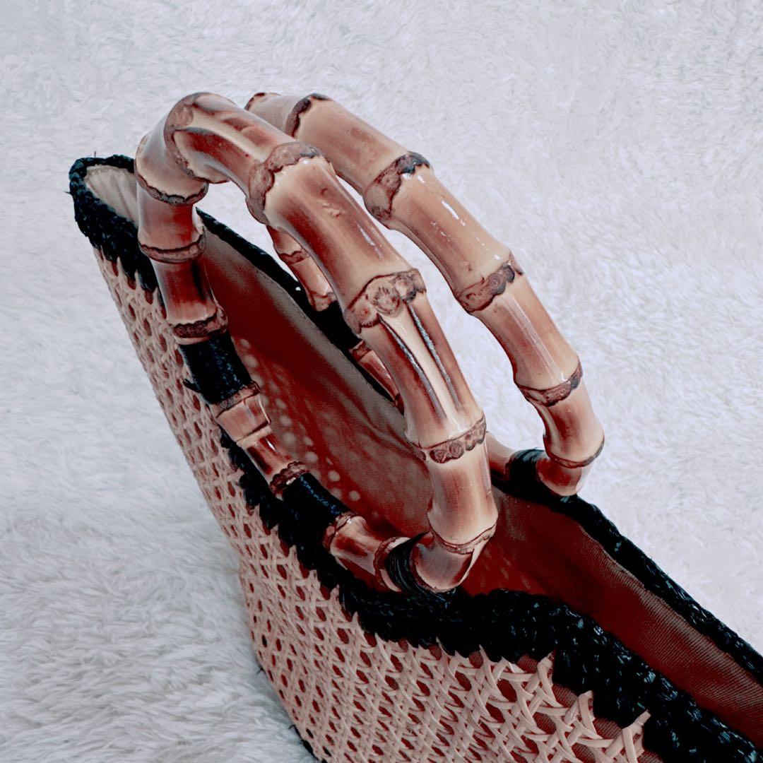 カテリーナベルティーニ バンブーハンドルバッグ かごバッグ ハンドバッグ 竹