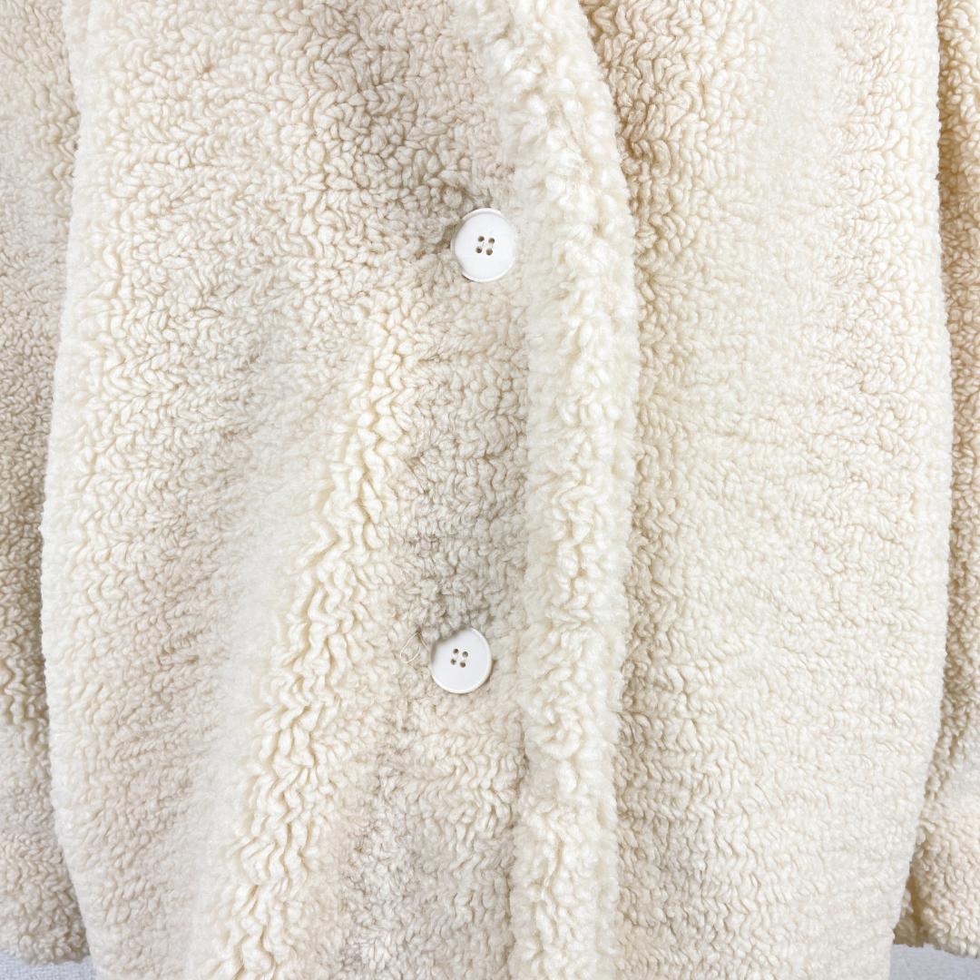 /mm様ZARAアイボリー ボア ロングコート テディベア