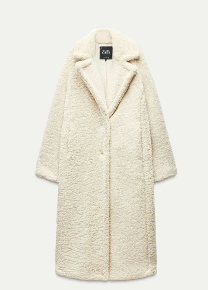 /mm様ZARAアイボリー ボア ロングコート テディベア