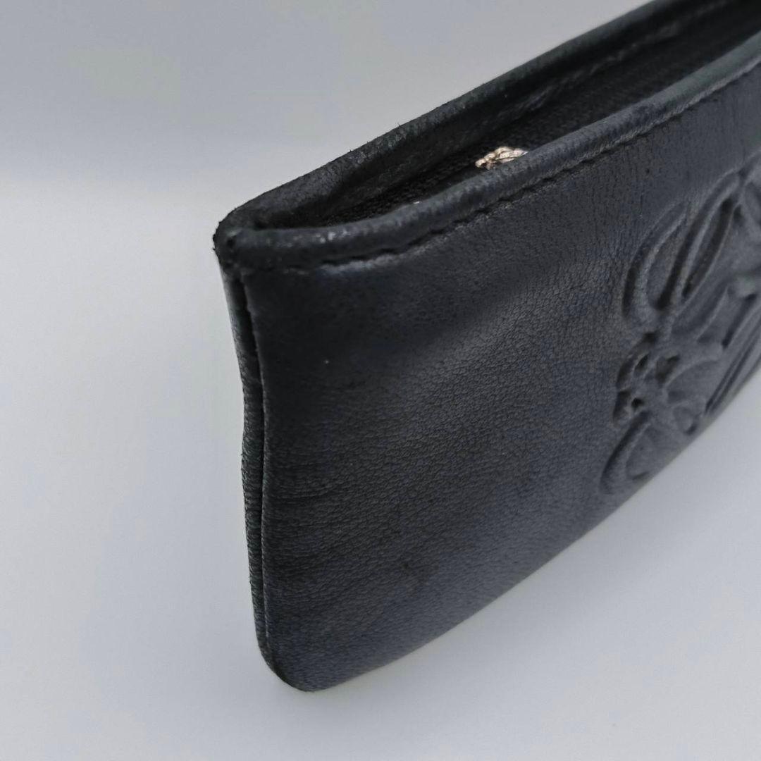 ロエベ ケース アナグラム ポーチ レザー ブラック 美品