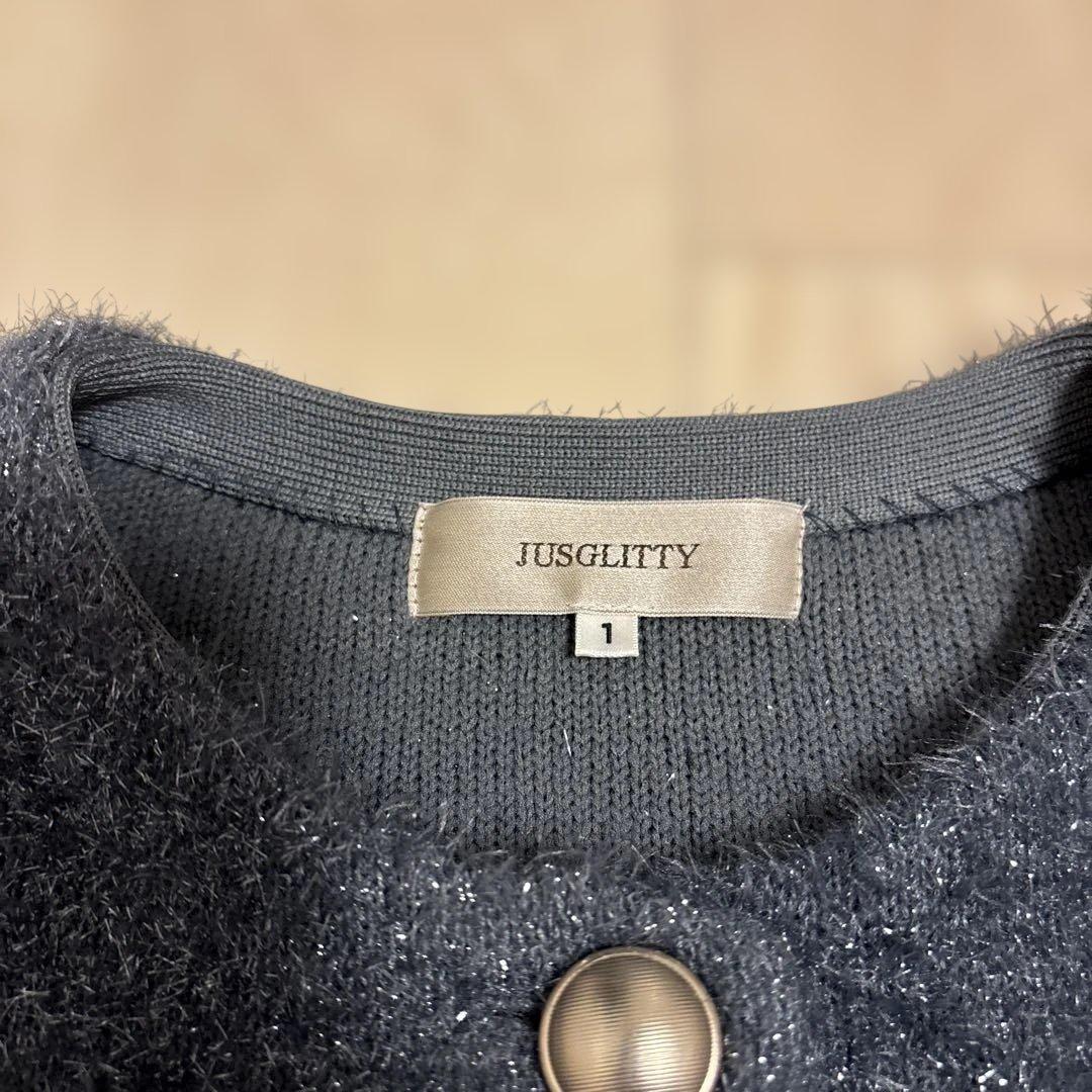 美品　ジャスグリッティー シャギーニットジャケット