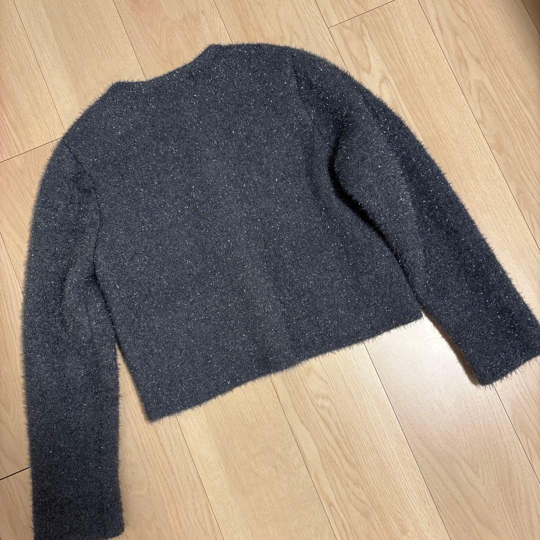 美品　ジャスグリッティー シャギーニットジャケット