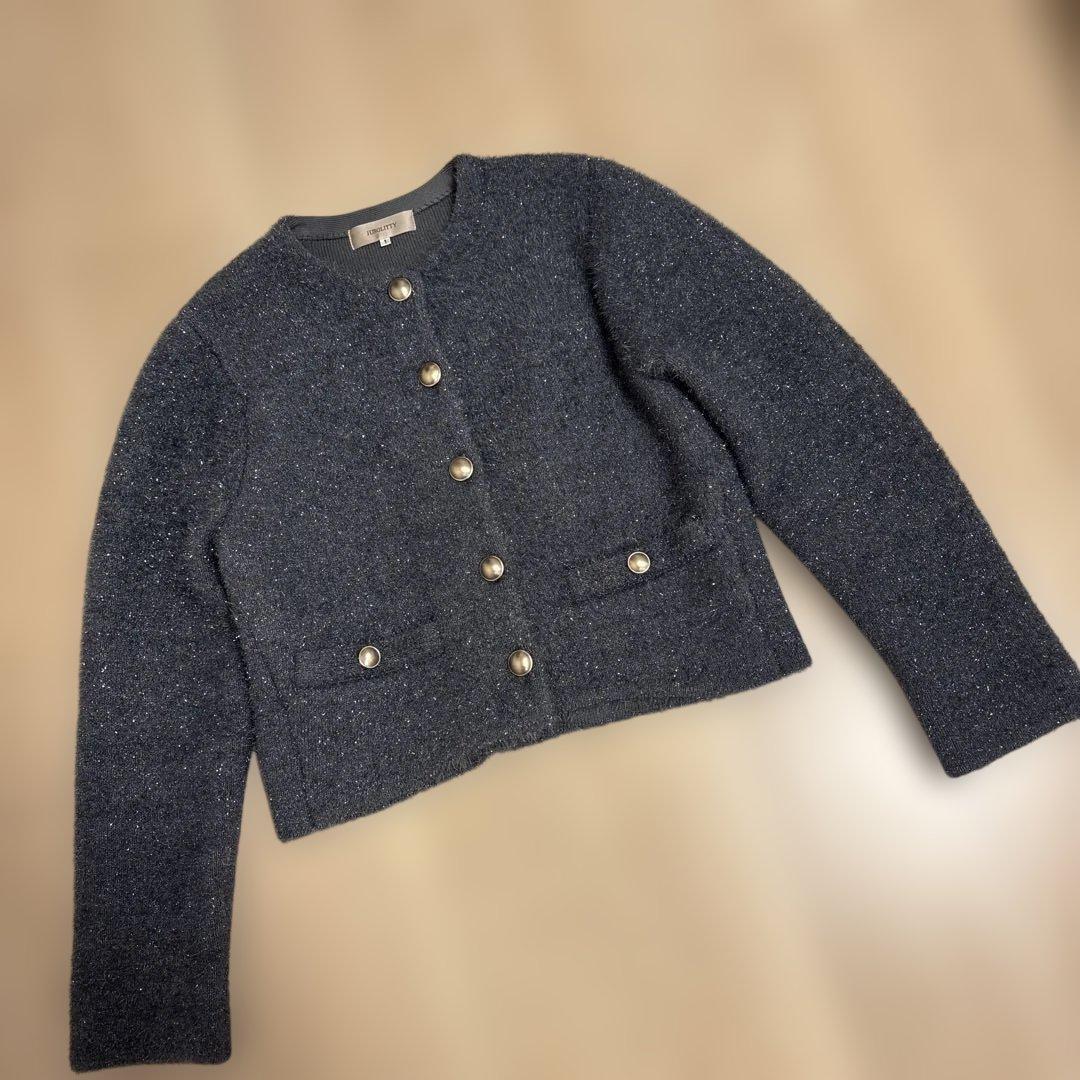 美品　ジャスグリッティー シャギーニットジャケット