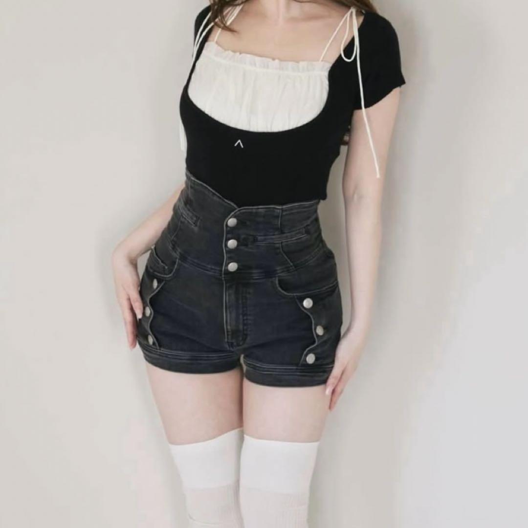 パンツ andmary Ribbon denim allinone