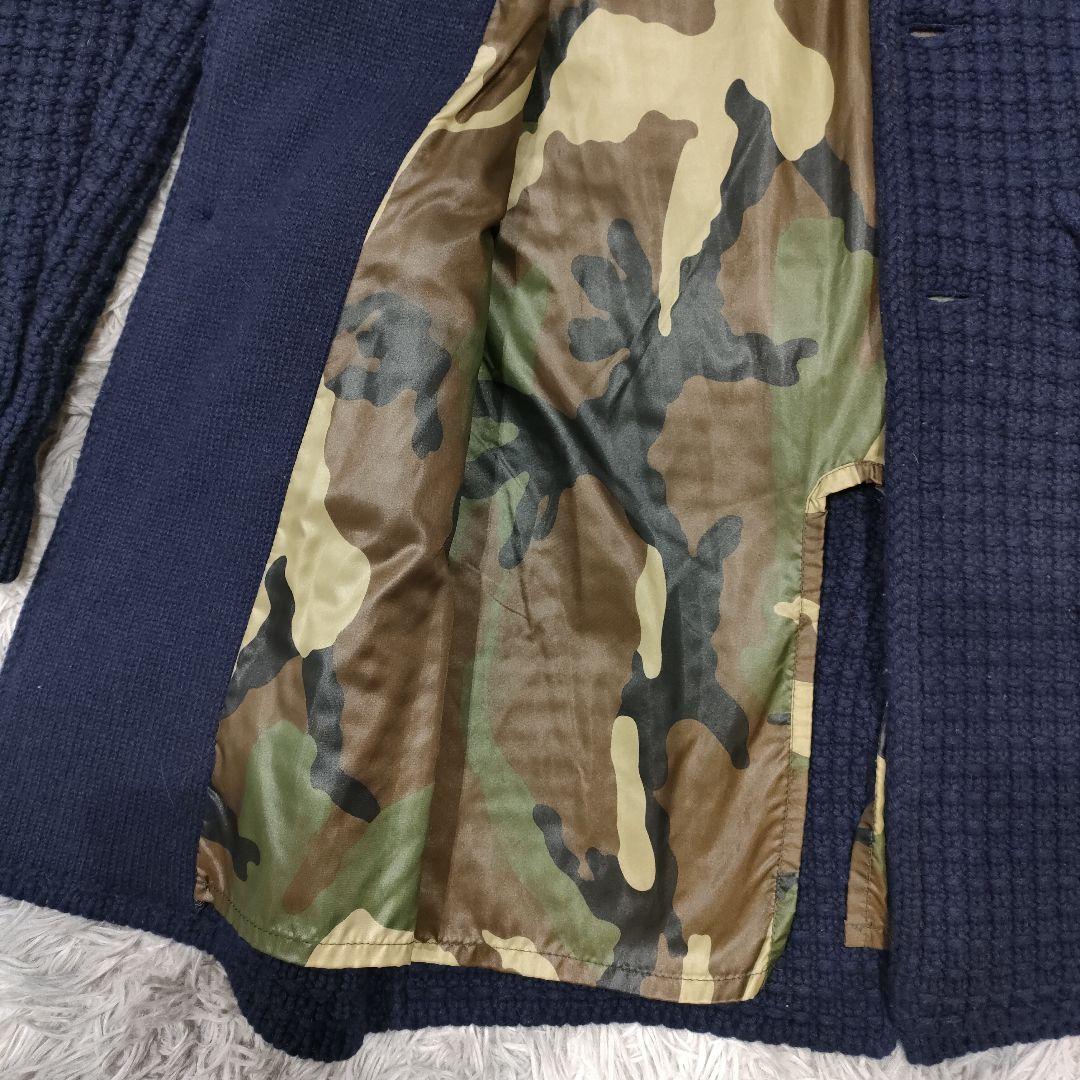 美品 Bark ニット チェスターコート 極厚ニット 迷彩柄 イタリア製