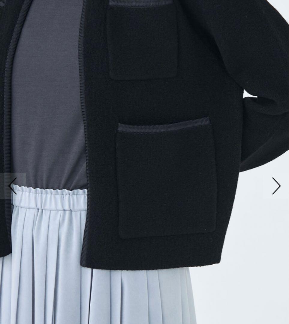 現行　Ballsey　ウールナイロンブークレーフロントオープンカーディガン　黒