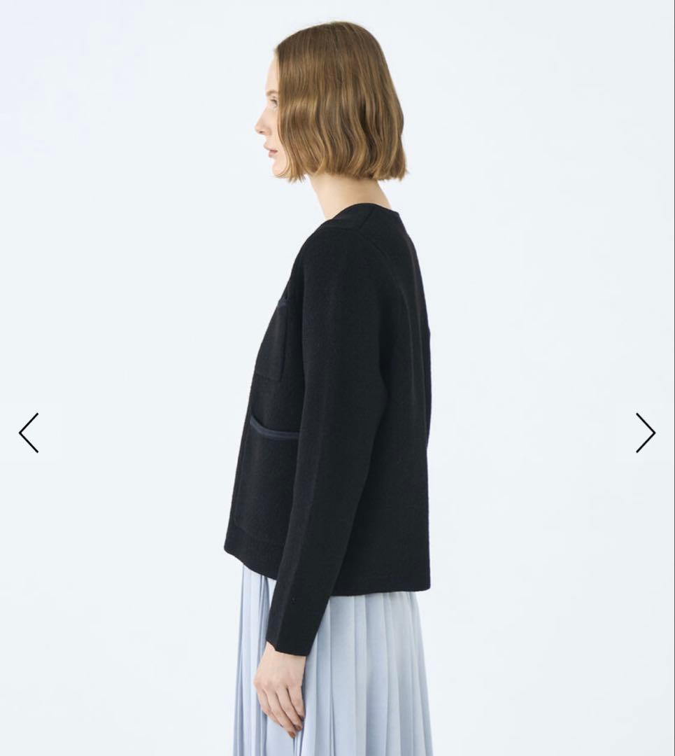 現行　Ballsey　ウールナイロンブークレーフロントオープンカーディガン　黒