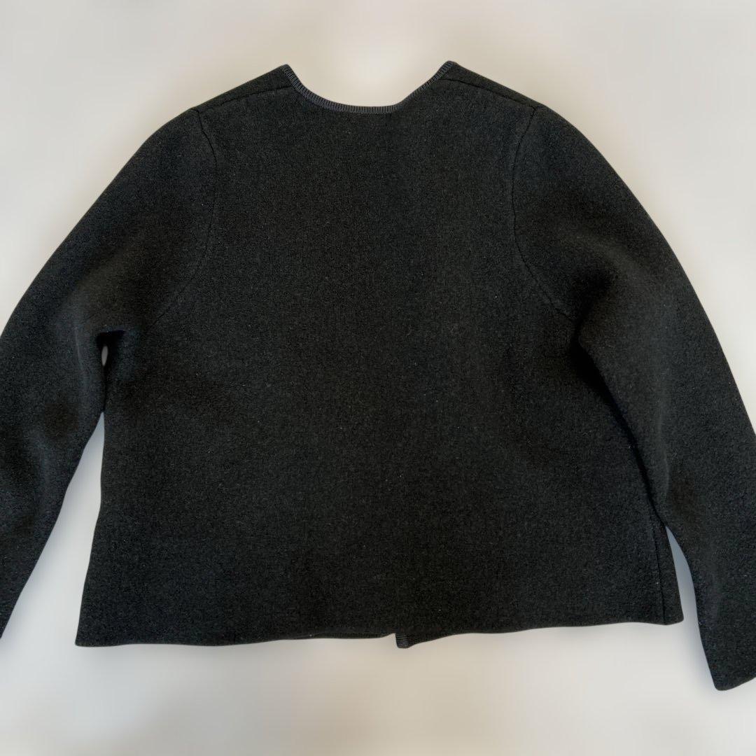 現行　Ballsey　ウールナイロンブークレーフロントオープンカーディガン　黒