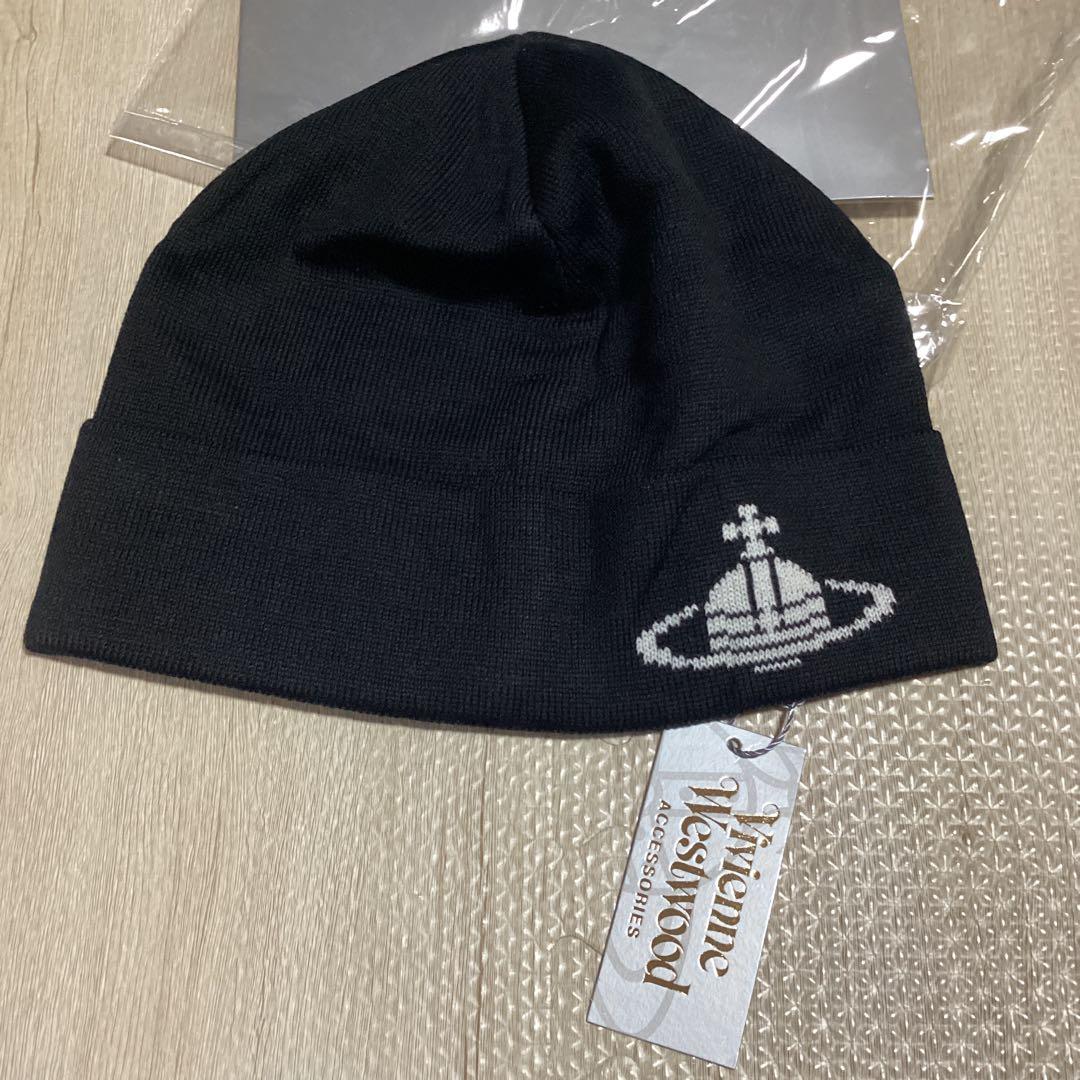 新品　未使用　Vivienne Westwood ブラック ニット帽　ケース付き