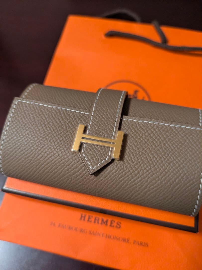 24日限定☆新品☆HERMES ベアン キーケース エトゥープ ゴールド金具