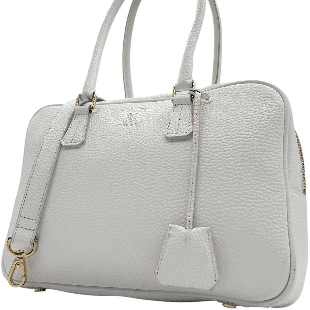 極美品　A.D.M.J　ショルダーバッグ　ボストン　2way　レザー　ロゴ　自立