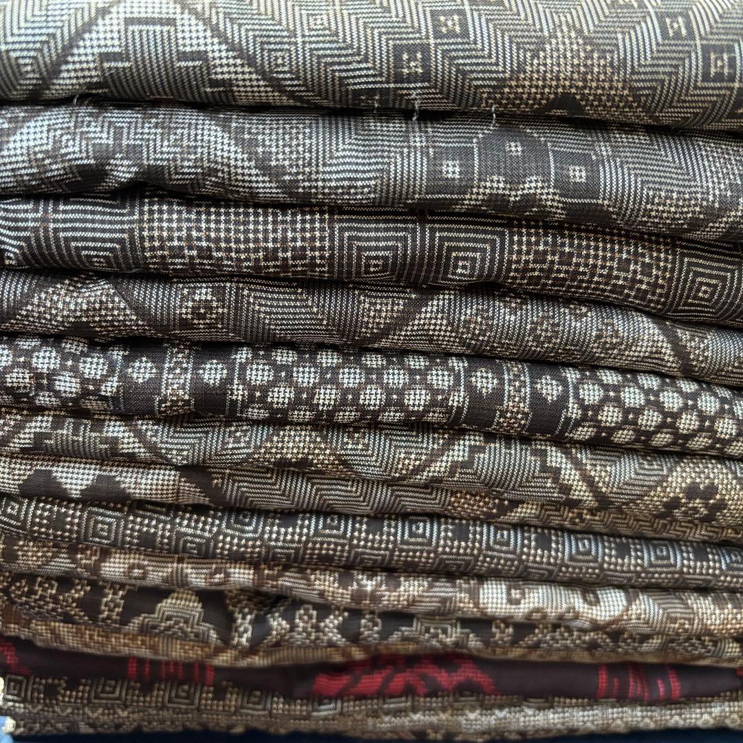 2618 アンティーク大島紬　着物12枚　羽織3枚　材料正絹