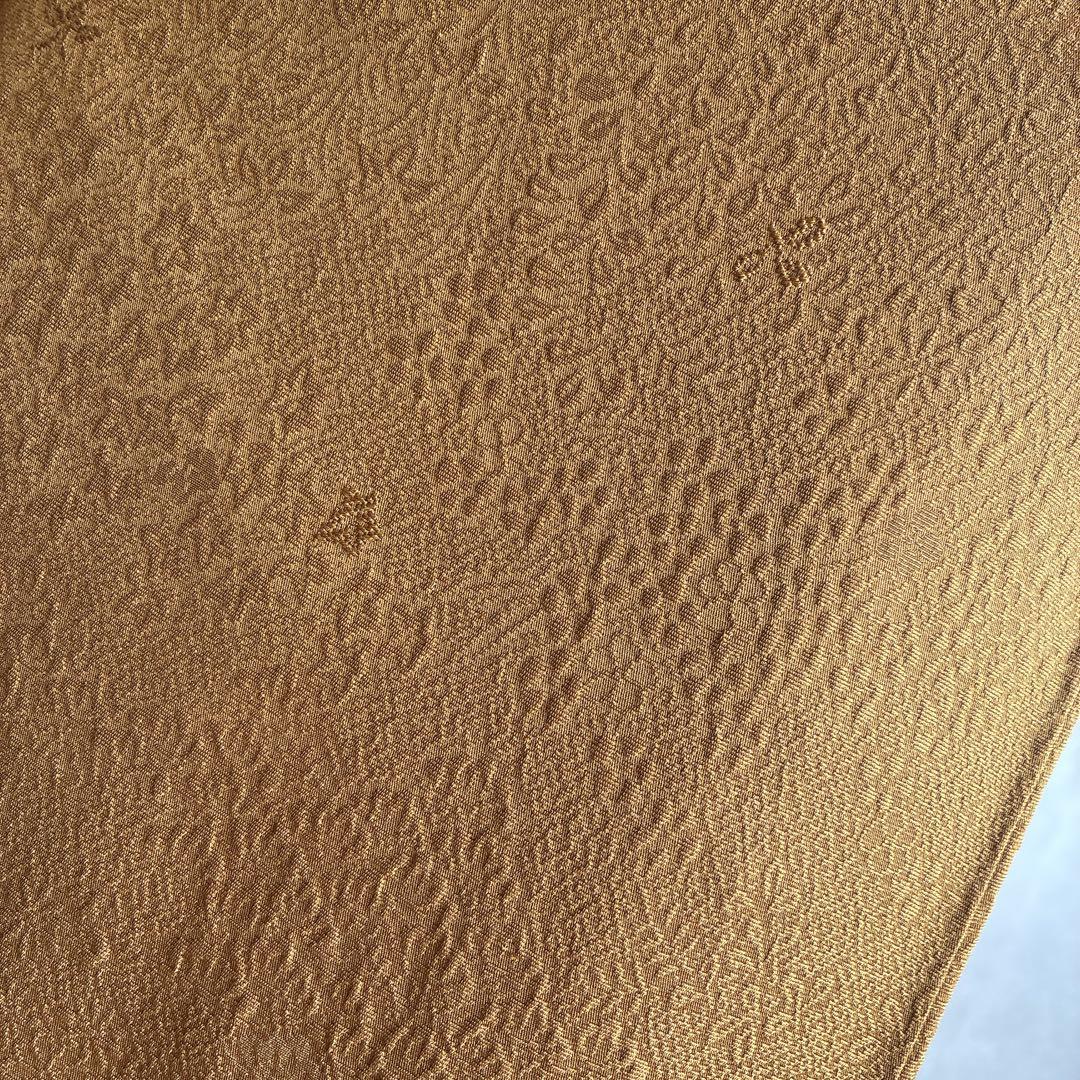 色無地　フルセット　着物　正絹　卒業式　入学式　植物地紋　山吹色　G9