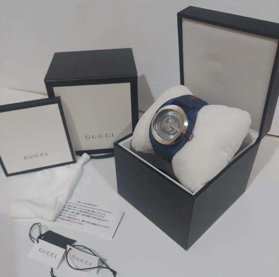 ☆訳あり☆グッチ GUCCI 腕時計 メンズ YA137104A シンク ブルー