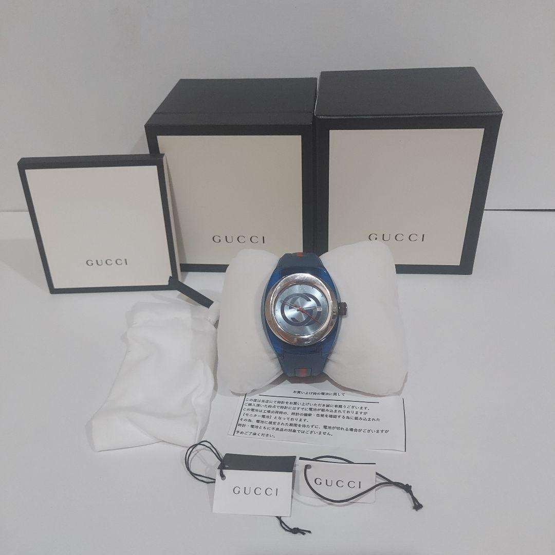 ☆訳あり☆グッチ GUCCI 腕時計 メンズ YA137104A シンク ブルー