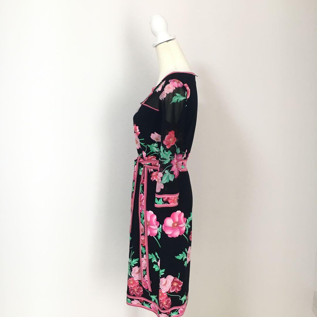 近年美品　LEONARD レオナール　カンカン　ベルト　ワンピース　40