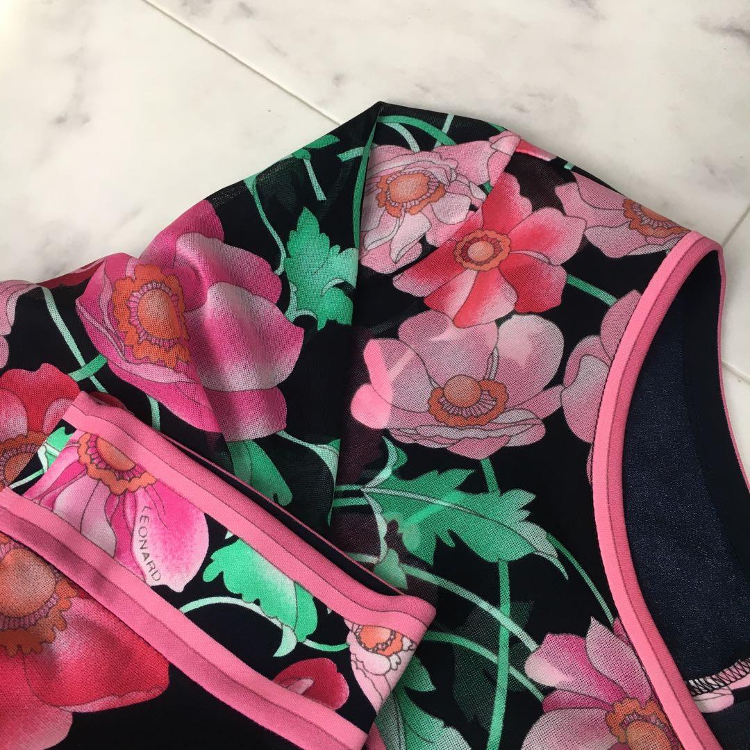 近年美品　LEONARD レオナール　カンカン　ベルト　ワンピース　40