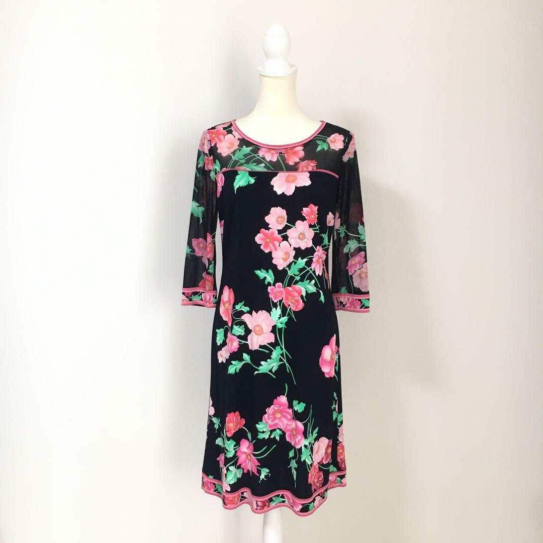 近年美品　LEONARD レオナール　カンカン　ベルト　ワンピース　40