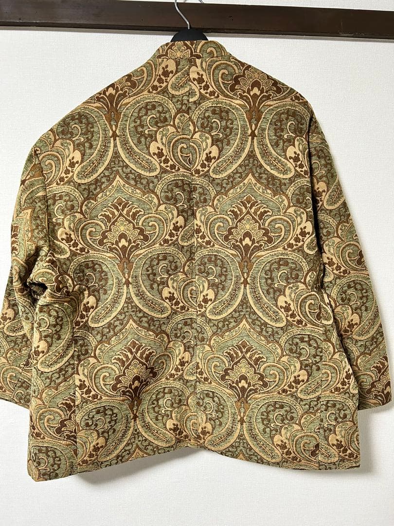 GLIM CLAP ノーカラージャケット ペイズリー柄　ミニマルジャケット