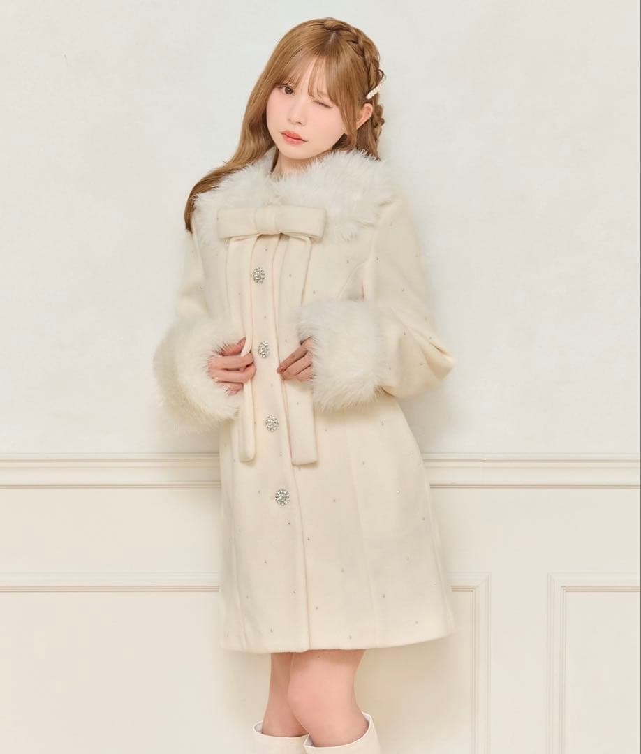 ฅ*様 apres jour フロントリボン袖ファービジューコート