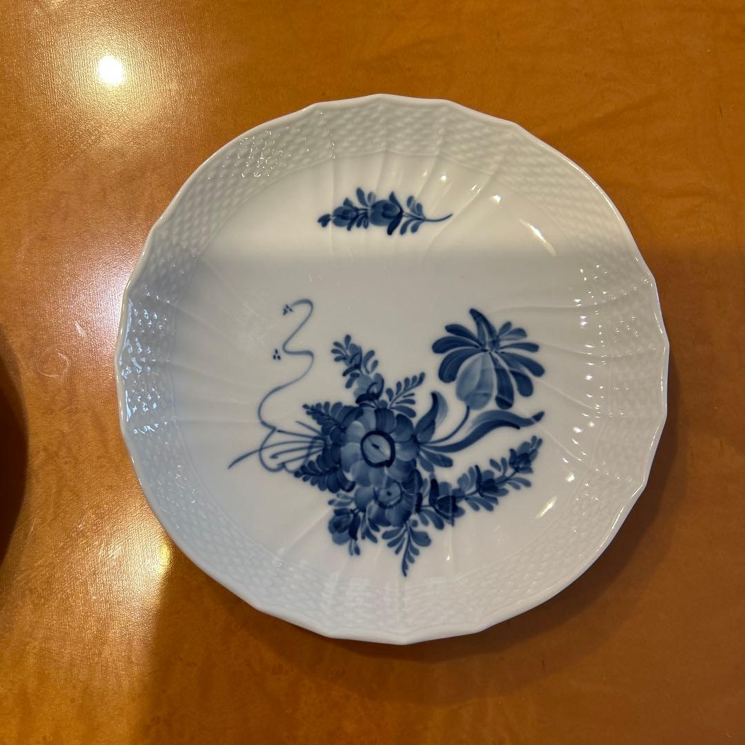 ロイヤルコペンハーゲン ボヘミアンブルー 青い花柄 波形縁取り 中皿 5枚セット