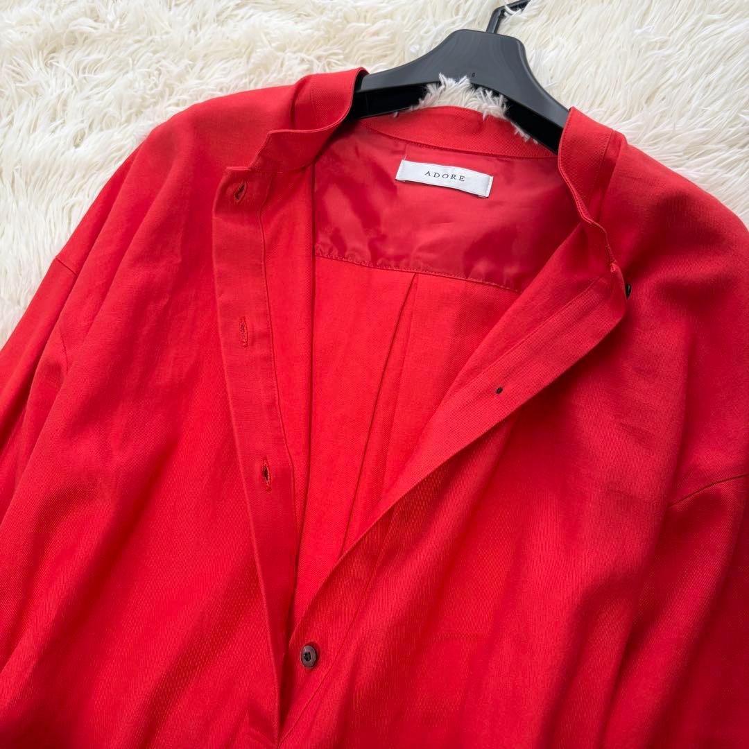 【美品】23年　アドーア　レーヨン麻ソフフトタンブラーワンピース　ベルト　38