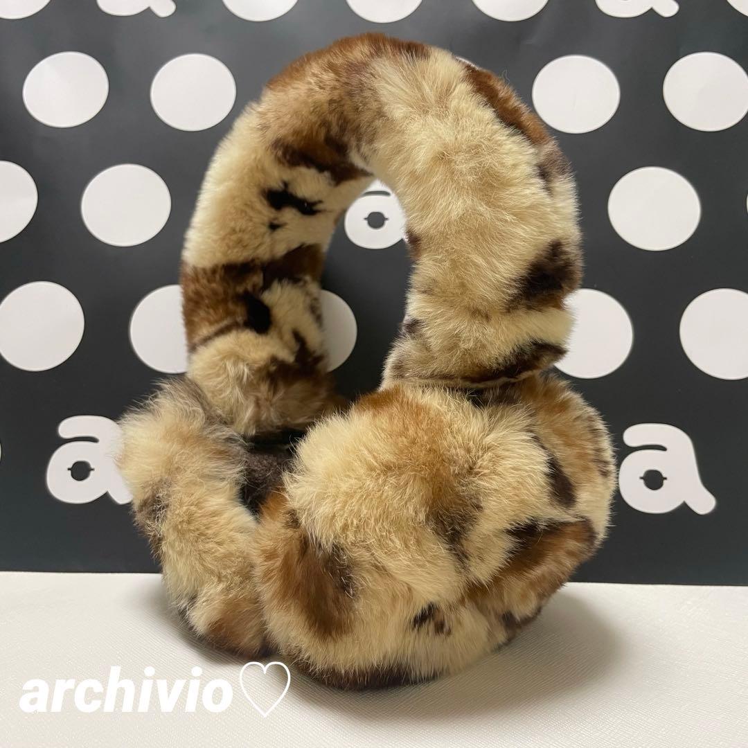 冬ゴルフの必需品⛳️アルチビオ☆ヒョウ柄ラビットファーのイヤーマフ☆希少品