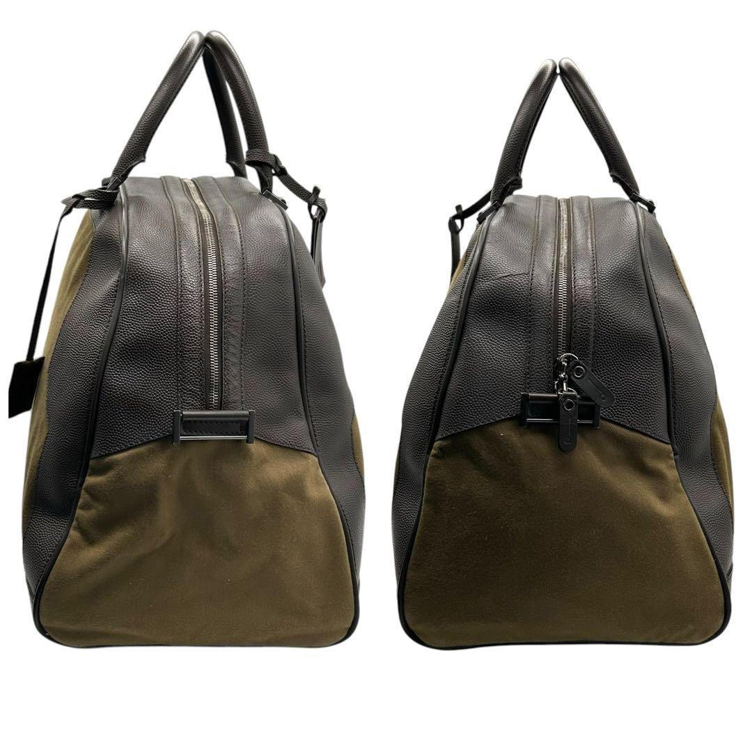 良品 584 ダンヒル ボストンバッグ A4 レザー キャンバス ダークブラウン