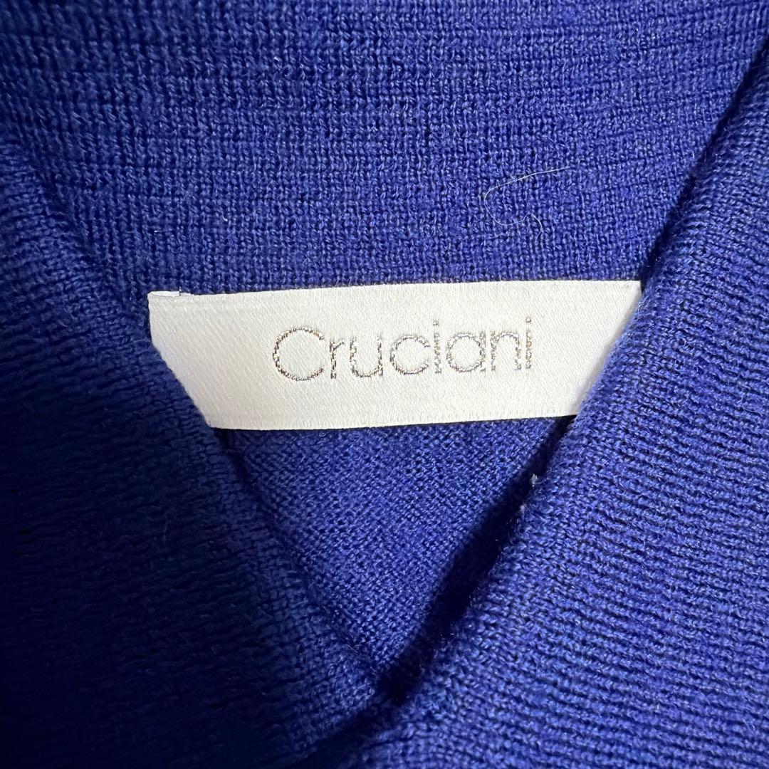 Cruciani クルチアーニ　ハイゲージ　長袖ニットポロ　サイズ46 ブルー
