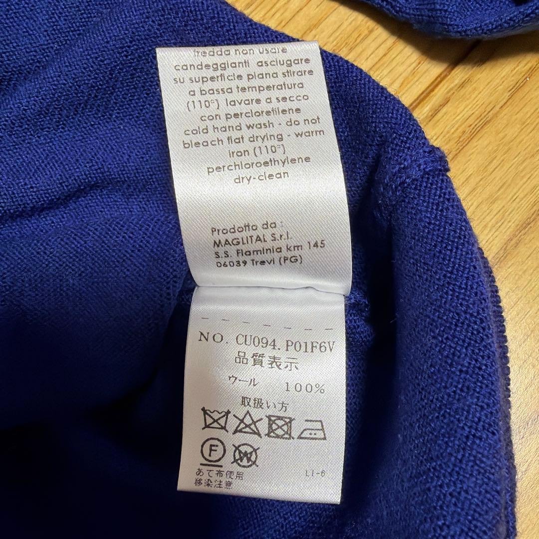 Cruciani クルチアーニ　ハイゲージ　長袖ニットポロ　サイズ46 ブルー