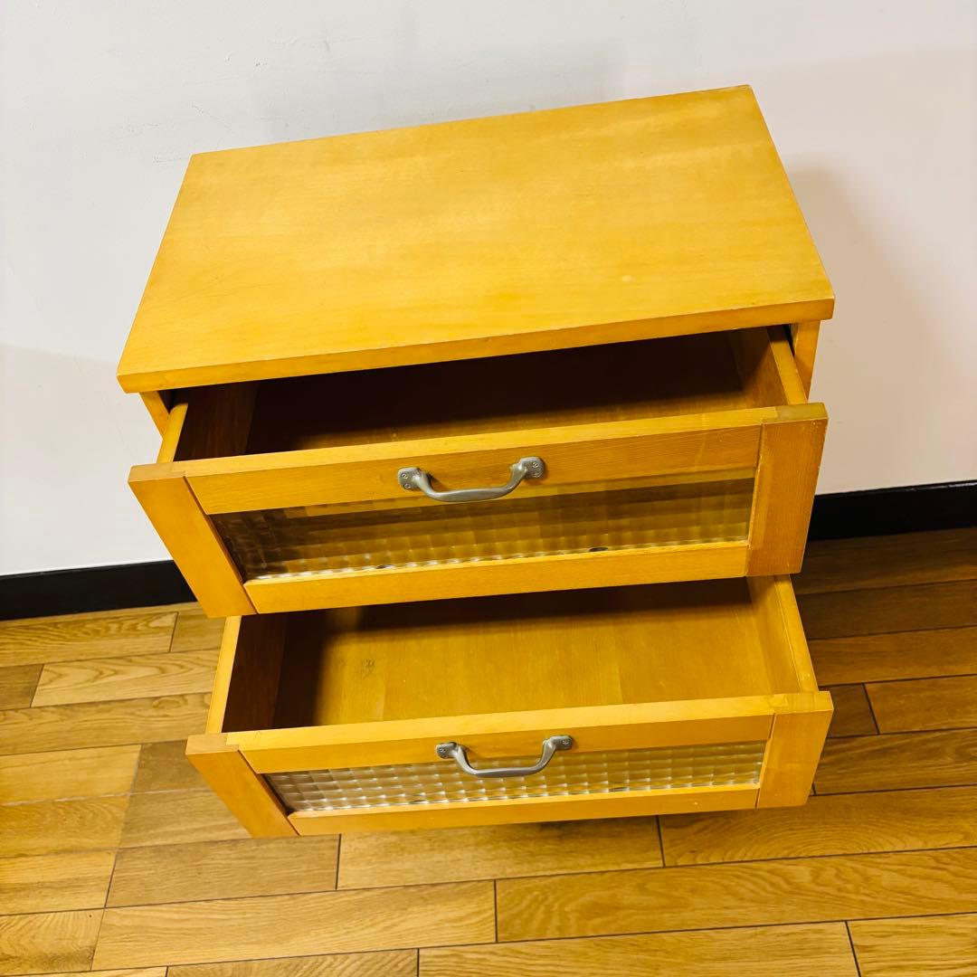 ビンテージ　キャビネット　前硝子引出し箱　昭和レトロ　送料込み