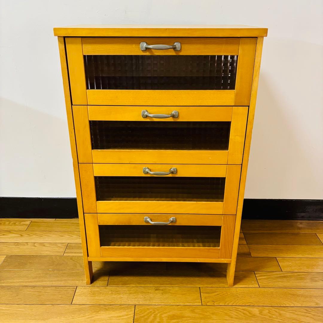 ビンテージ　キャビネット　前硝子引出し箱　昭和レトロ　送料込み