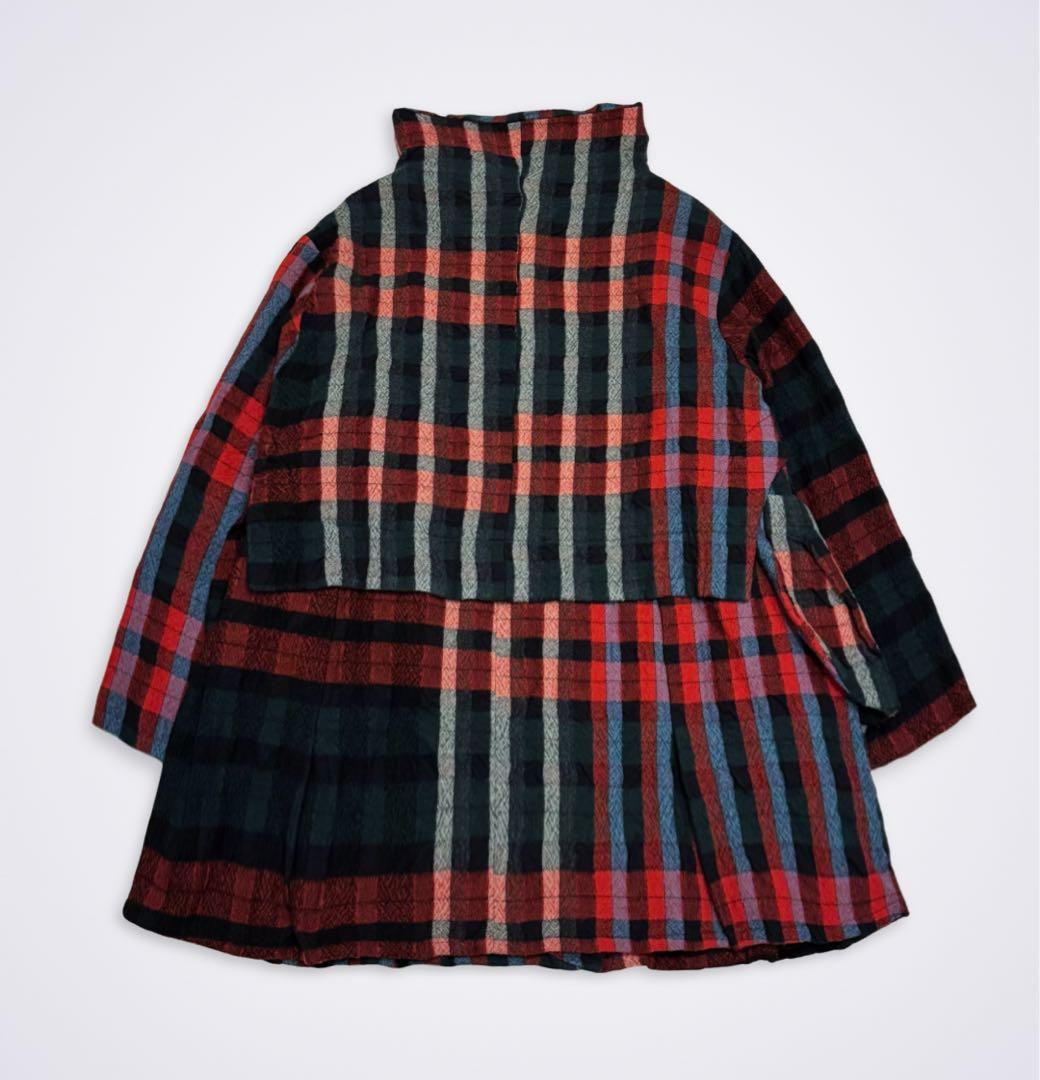 慈雨 ジウ センソユニコ ロングコート チェック柄 ジャケット