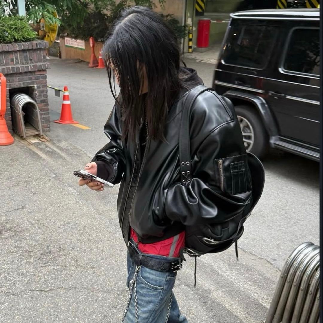 ジャケット・アウター emostanceclub leather bomber jacket