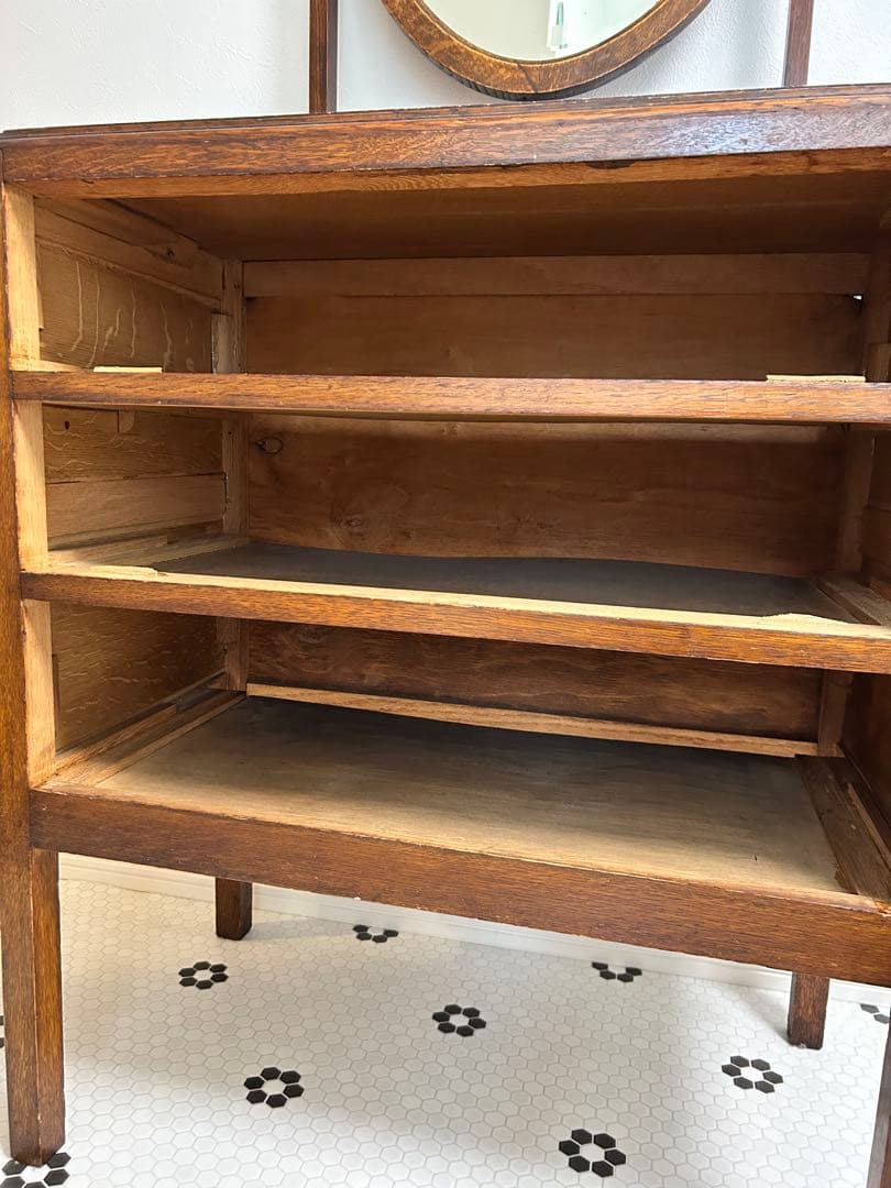 K＊イギリスアンティーク＊ミラー付ドレッサー/チェスト英国オーク材