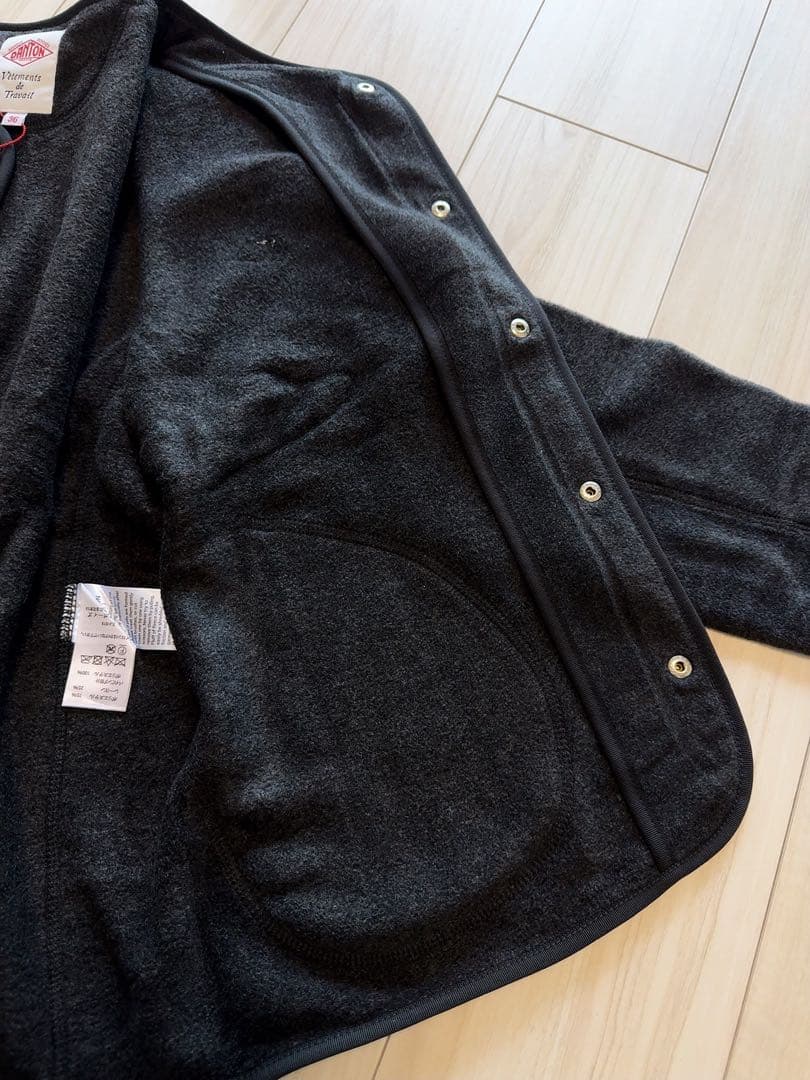 未使用品、DANTON（ダントン）ノーカラー フリース ジャケットブラック36