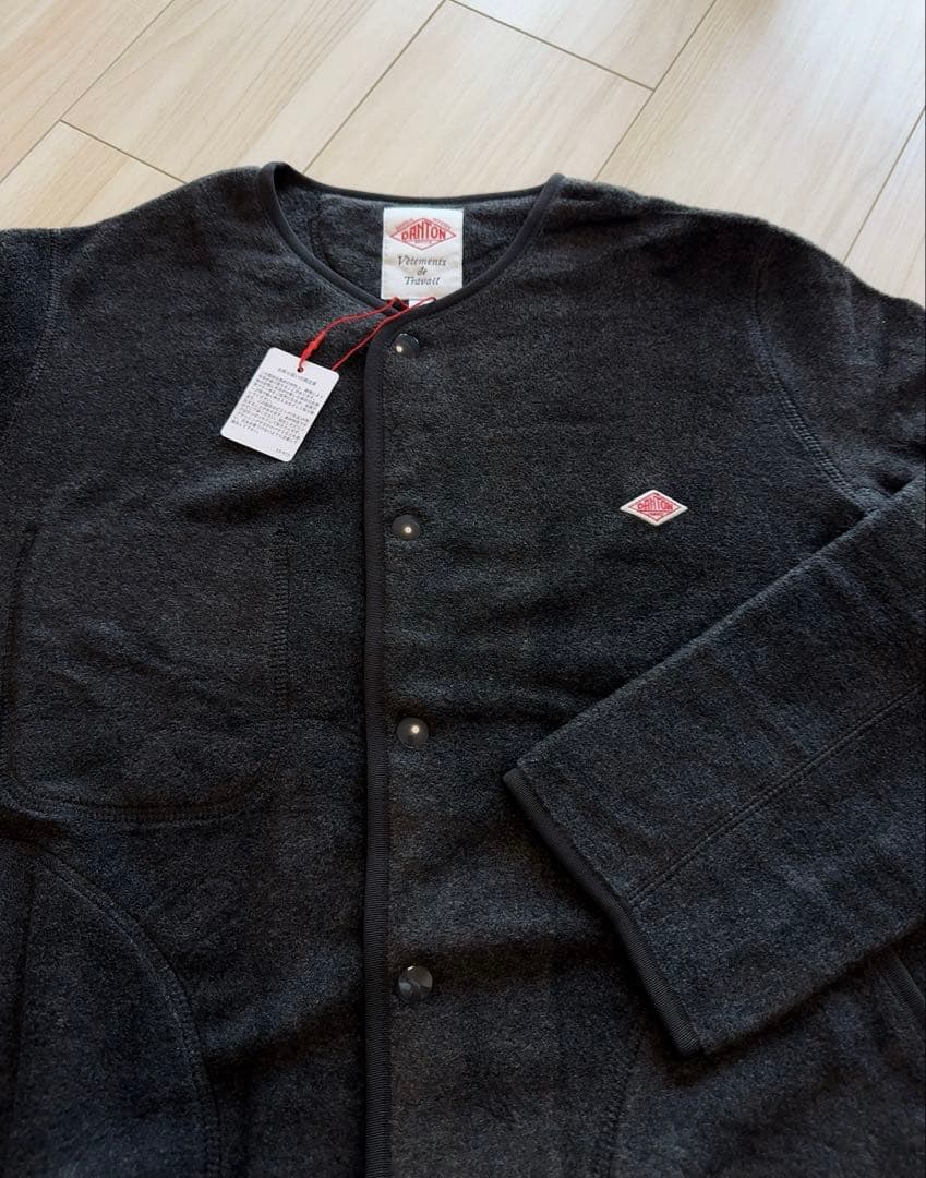 未使用品、DANTON（ダントン）ノーカラー フリース ジャケットブラック36