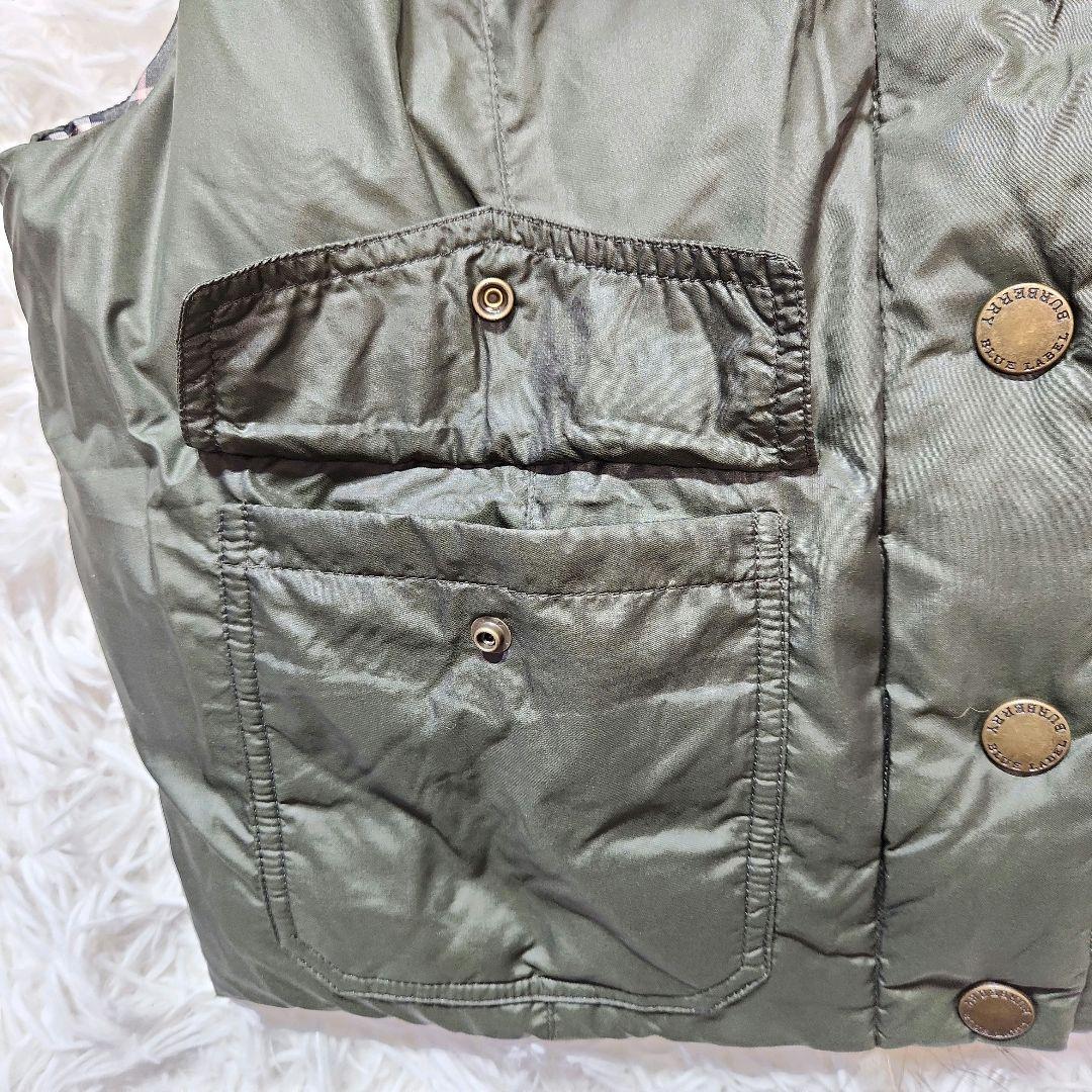 美品✨BURBERRY ダウンベスト ラクーンファー ノバチェック カーキ 38