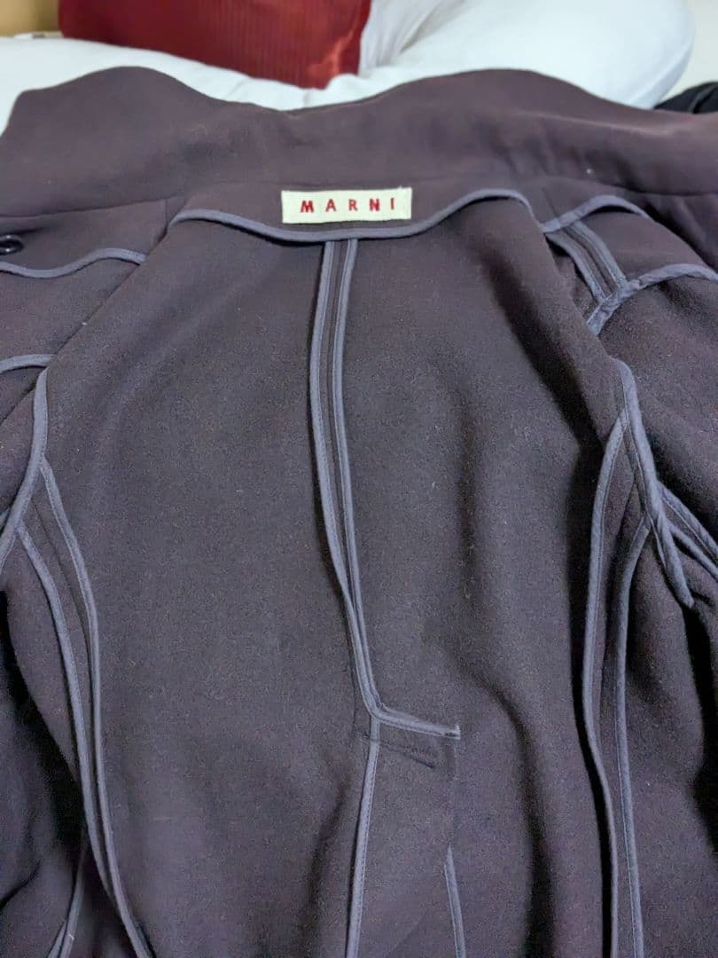 ＭＡＲＮＩ★マルニ★ダークパープル ボタン付きウールコート