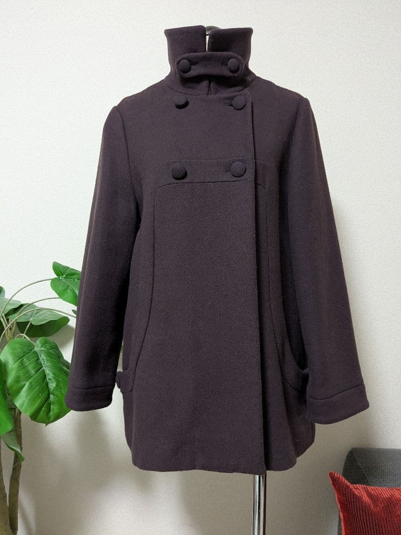 ＭＡＲＮＩ★マルニ★ダークパープル ボタン付きウールコート