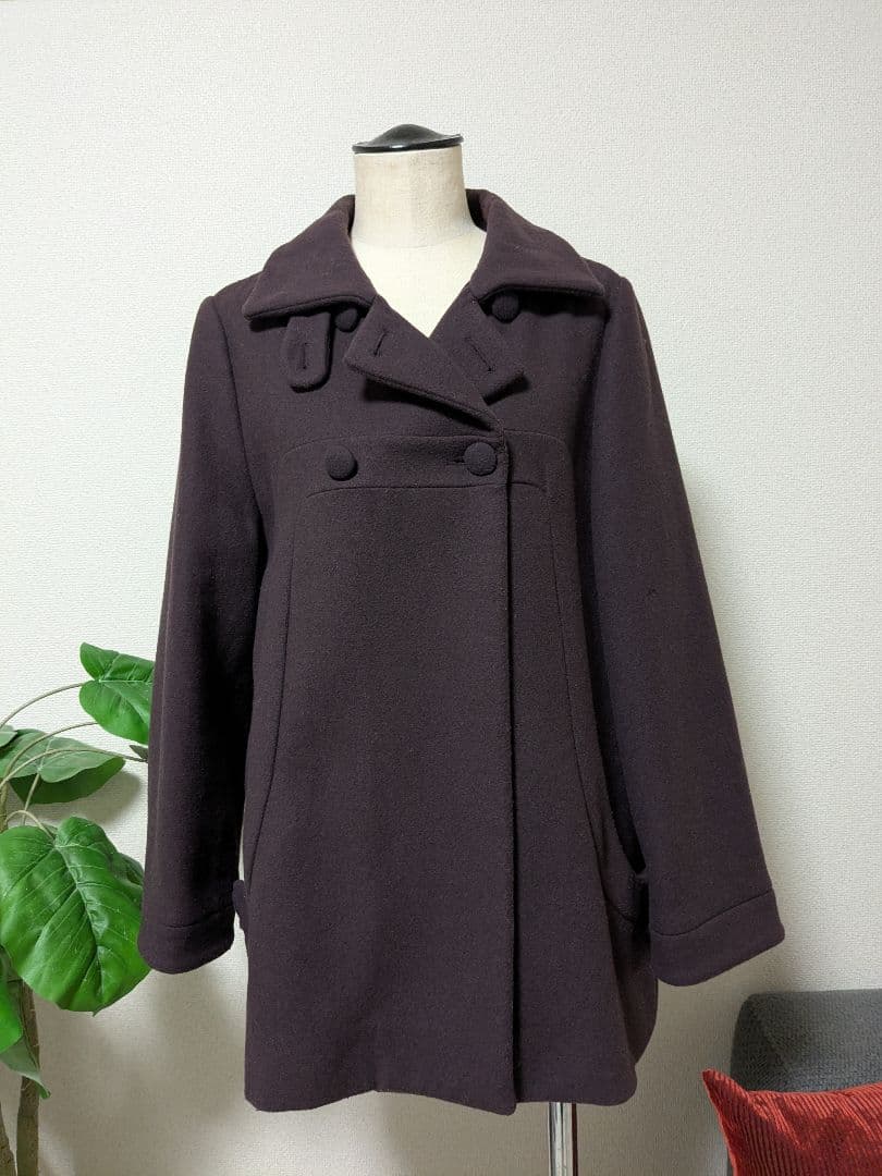 ＭＡＲＮＩ★マルニ★ダークパープル ボタン付きウールコート