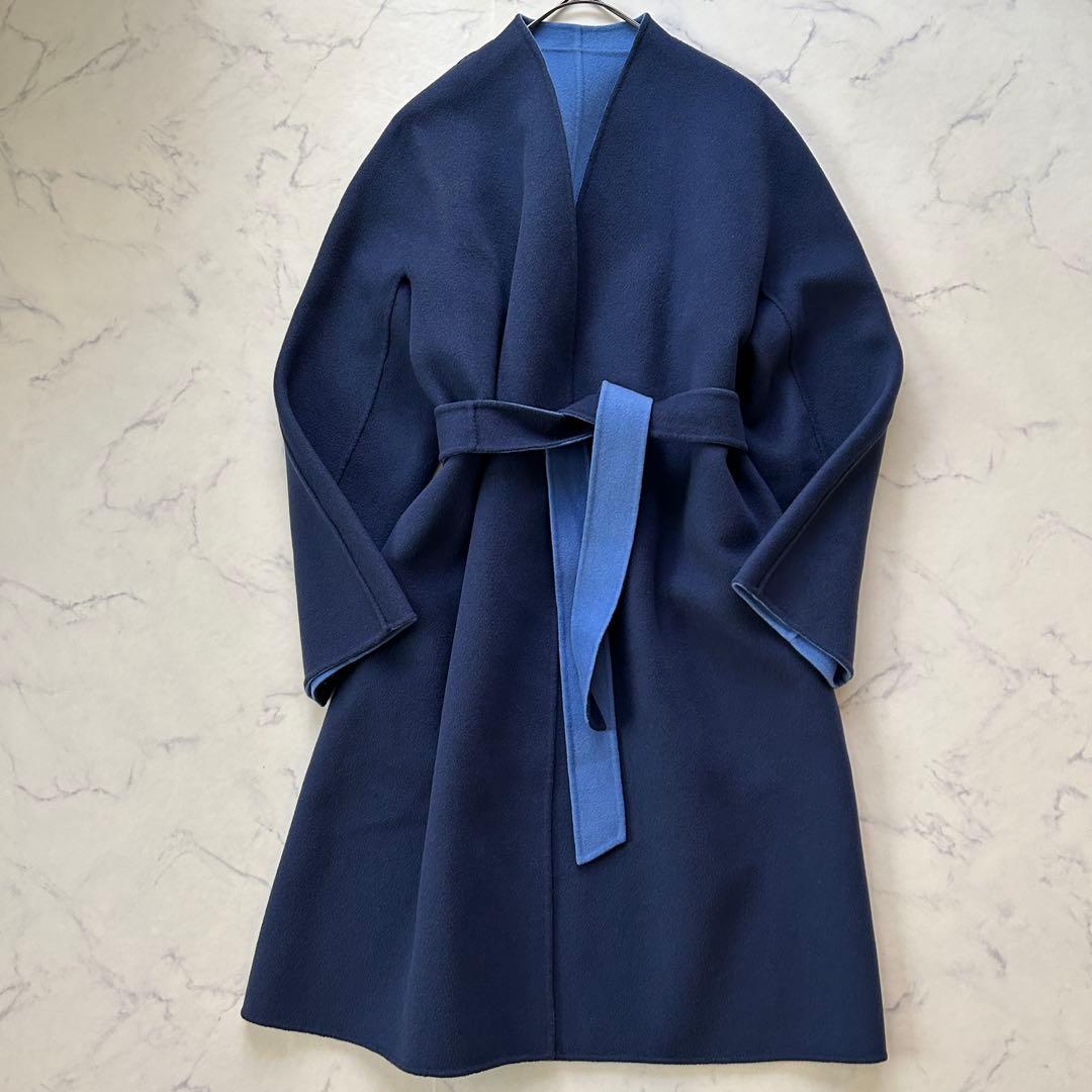 未使用級 マックスマーラ ロングコート クチートアマーノ リバーシブル ベルト