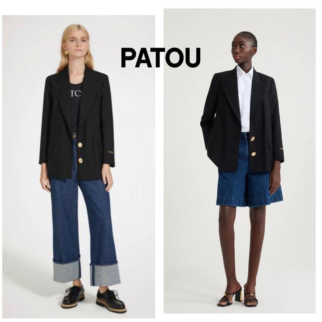 定価21万 PATOU パトウ 金ボタン ウール ジャケット 40 黒